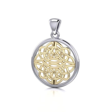 Celtic Knotwork Silver and 14K Gold accent Pendant TPV153 - Jewelry